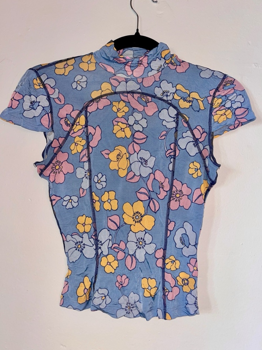 Eckhaus Latta Floral Sport Top in Light Blue - Picture 2 of 5